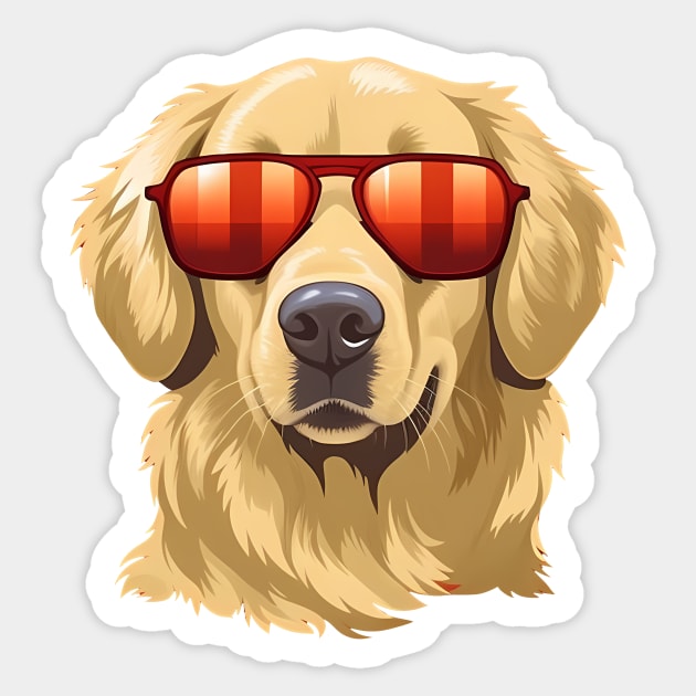 Golden retirever Dog, Dog wearing Shades Sticker by logiamerch